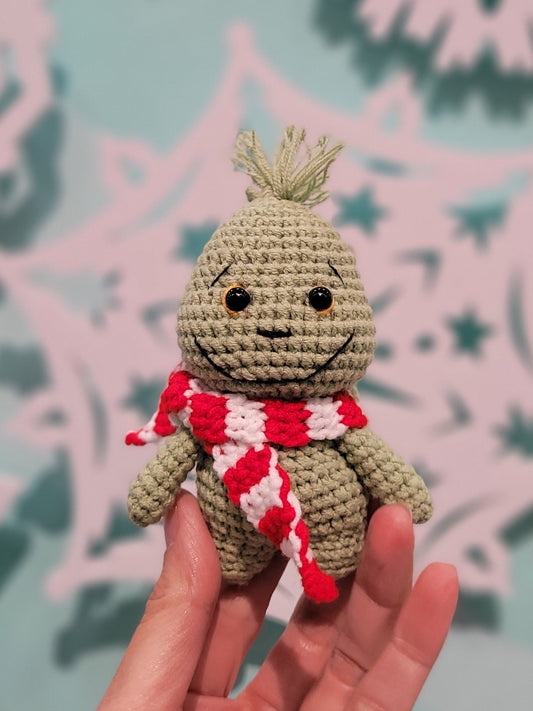 Grumpy green monster keychain/ornament
