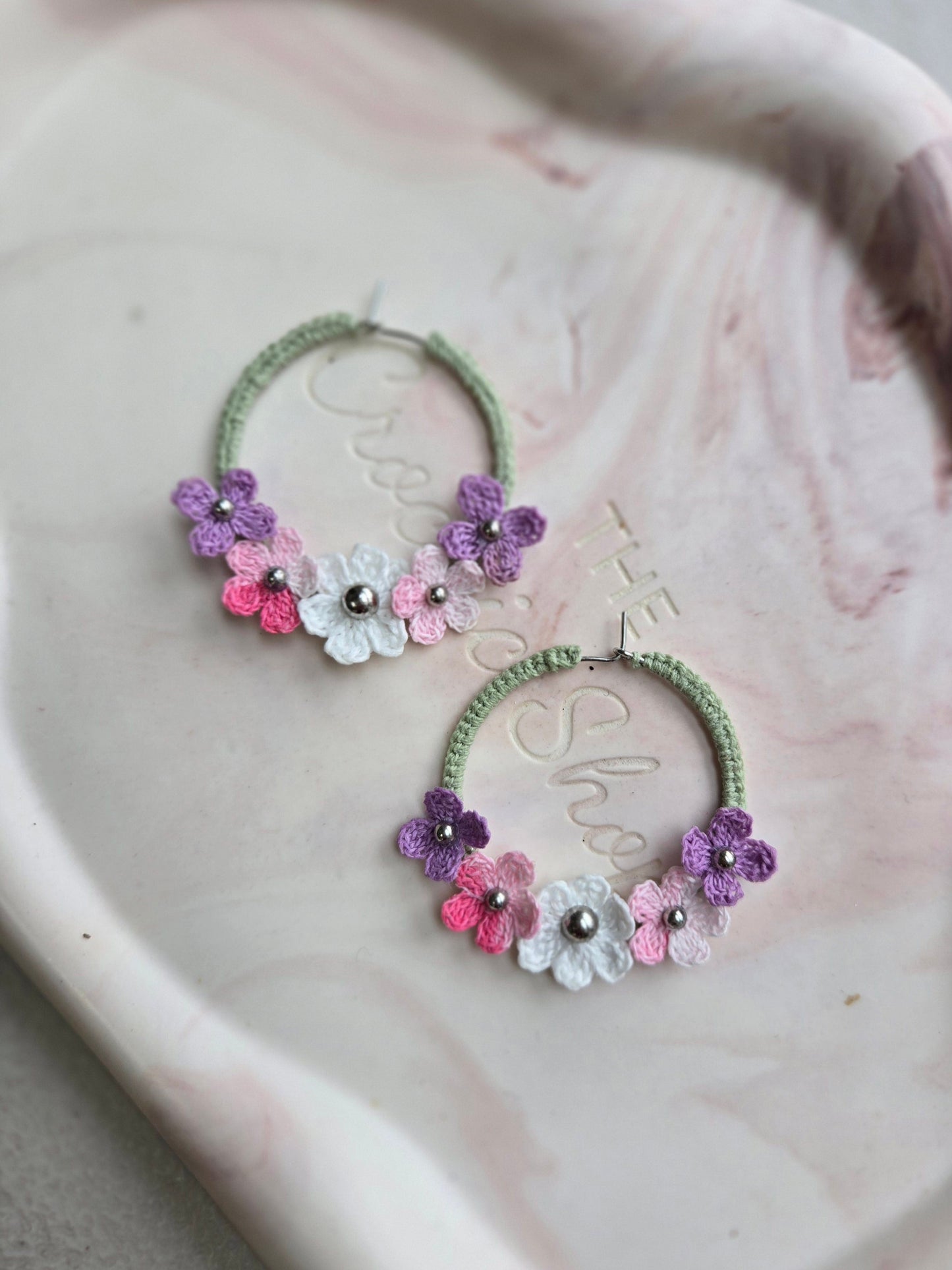Floral loop earrings