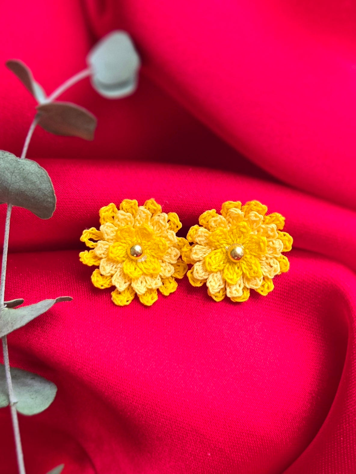 Three layers flower stud earrings
