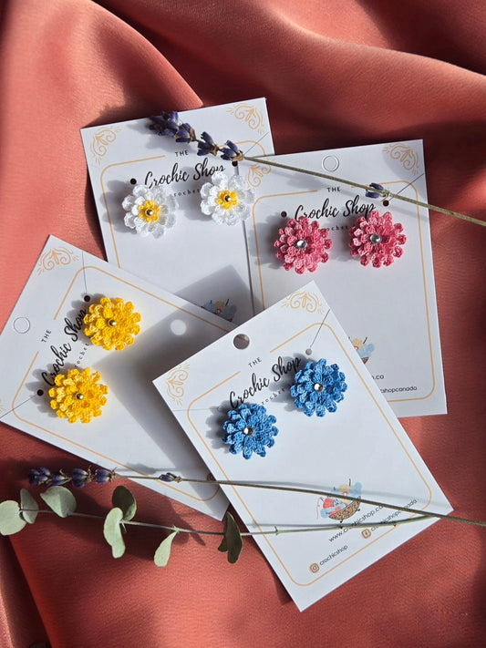 Three layers flower stud earrings