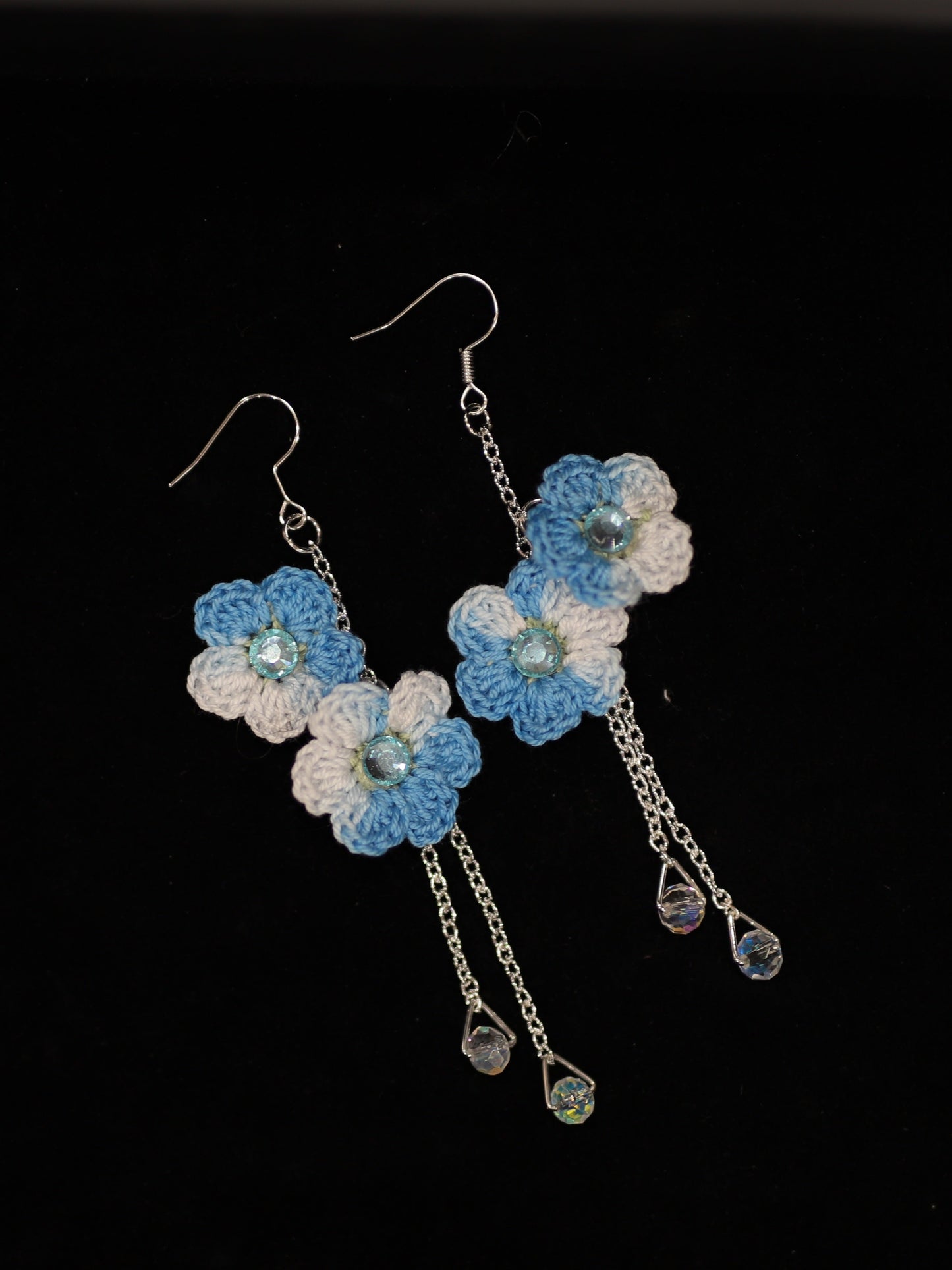 Double flowers dangle earrings
