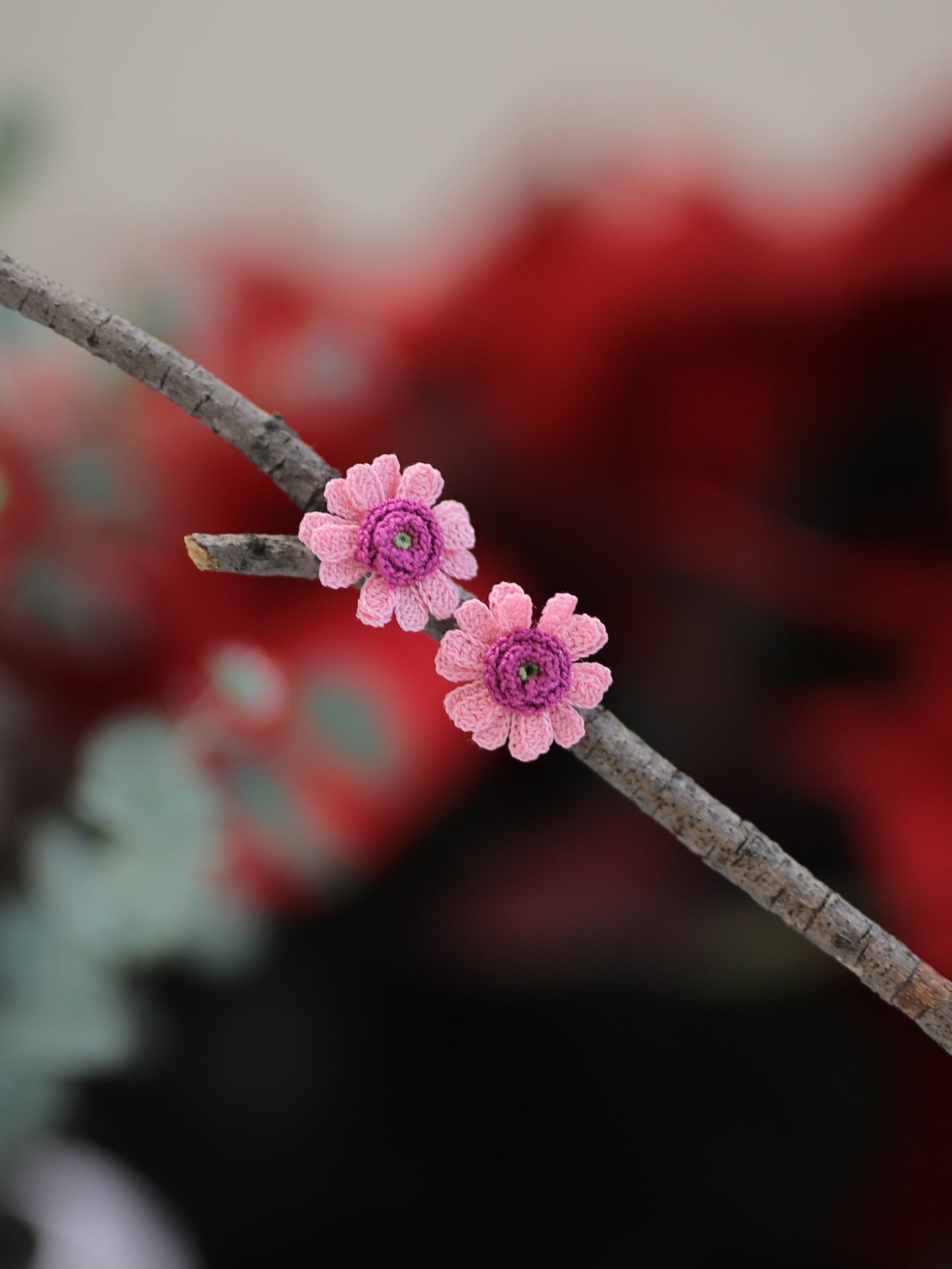 Pink daisy stud earrings