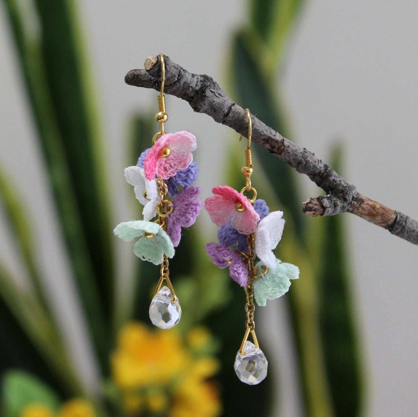 Multicolour floral dangle earrings