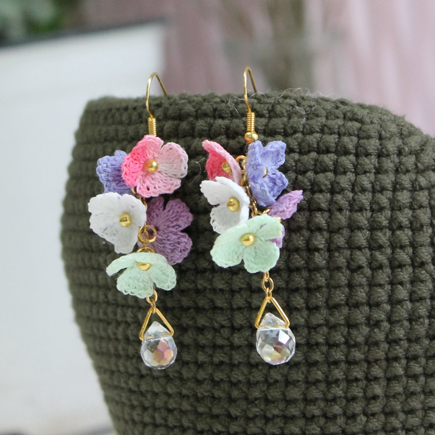 Multicolour floral dangle earrings
